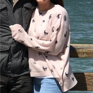 360 Cashmere Pink Skull Sweater